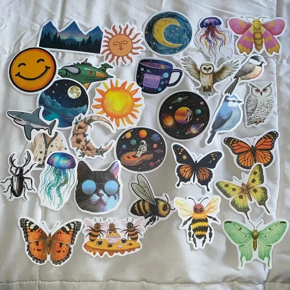 💚  2/$15 pack of 30 Aesthetic, Trendy, Travel, Butterflies, Space Stickers